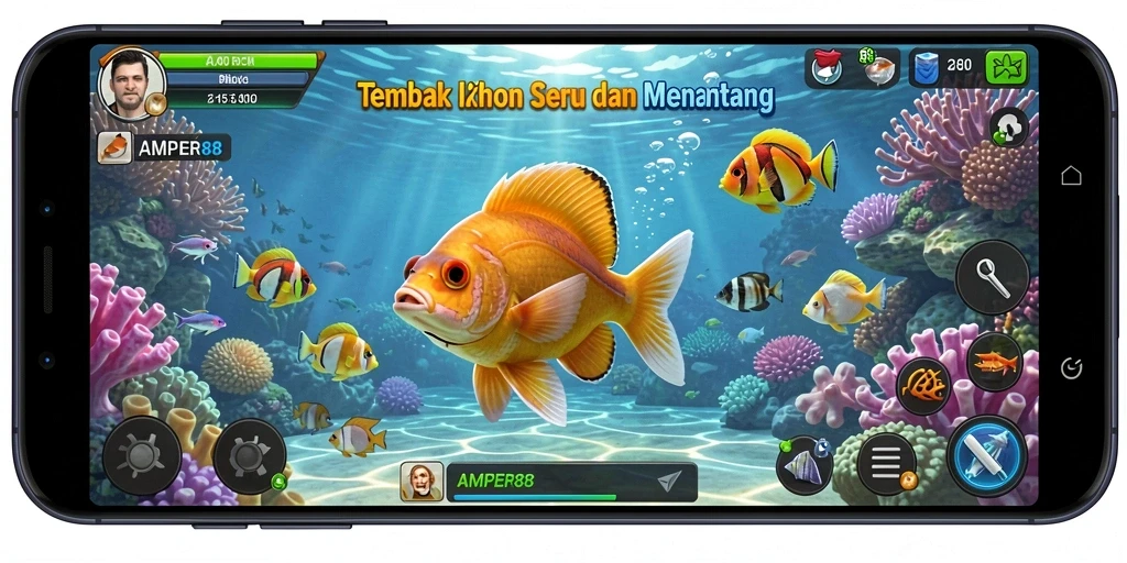 Gameplay menarik dengan berbagai ikan untuk ditembak.