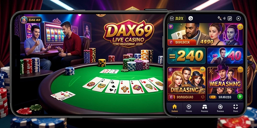 Gameplay seru DAX69 dengan dealer langsung dalam suasana kasino.