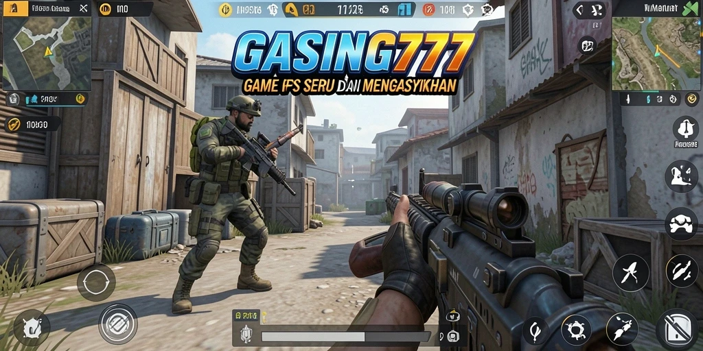 Screenshot GASING777 menunjukkan aksi menembak yang mendebarkan dalam game FPS.
