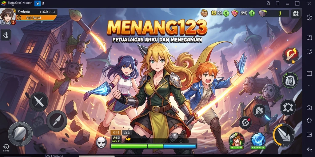 Tampilan gameplay dari MENANG123 dengan karakter Anime yang menarik.