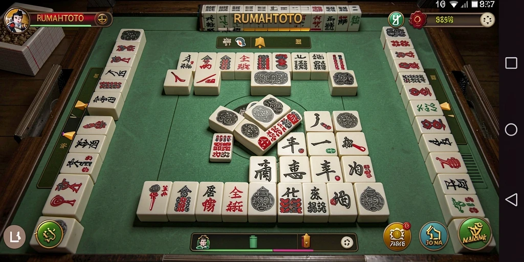 Tampilan screenshot utama RUMAHTOTO menampilkan gameplay menarik permainan Mahjong.